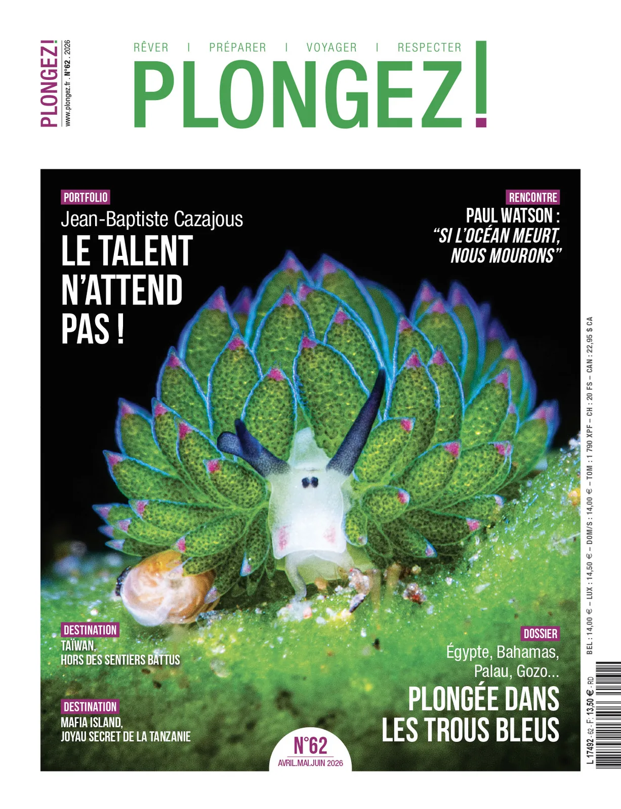 Couverture du magazine Plongez ! n°62 (avril 2026)